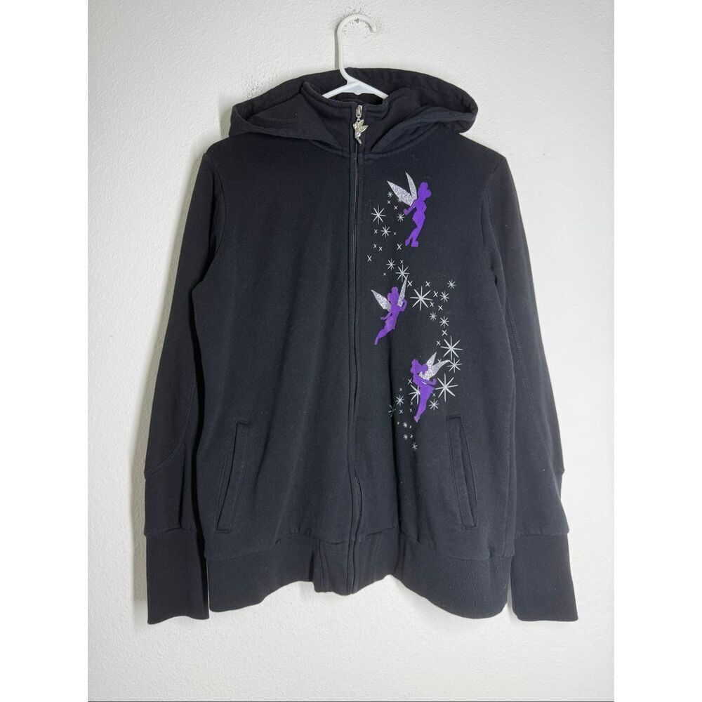 Disney Women’s Black Purple Cotton Blend Full Zip Hooded Jacket Size M